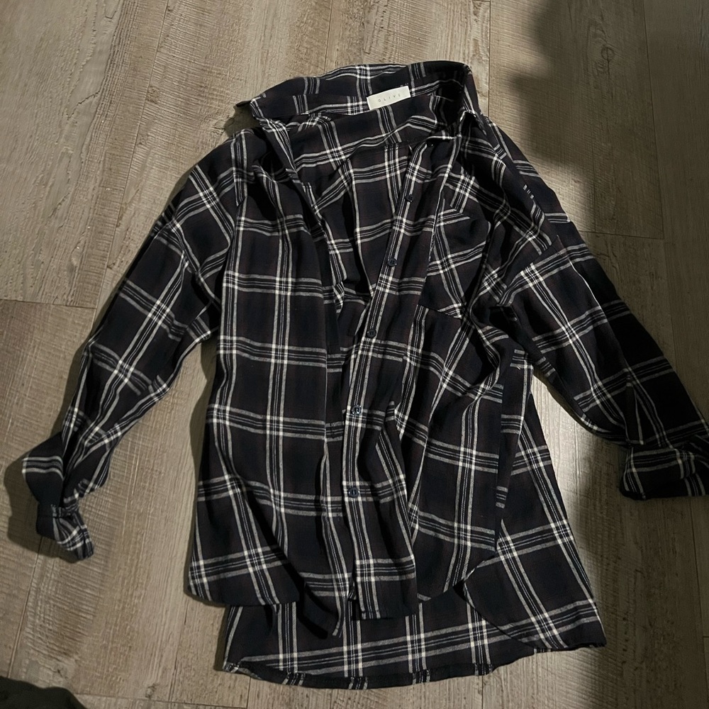 Olive Clothing Women’s Plaid Shirt, Navy